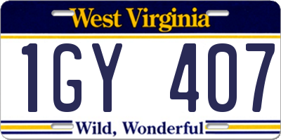 WV license plate 1GY407