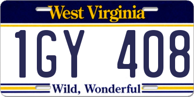 WV license plate 1GY408