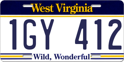 WV license plate 1GY412