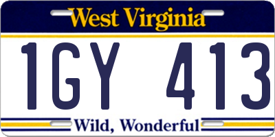 WV license plate 1GY413