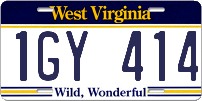 WV license plate 1GY414