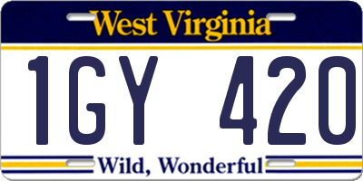 WV license plate 1GY420