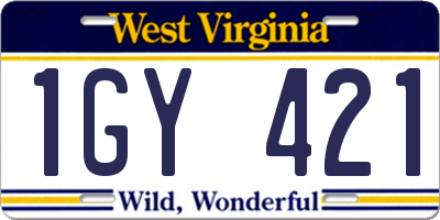 WV license plate 1GY421