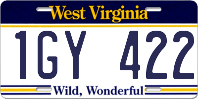 WV license plate 1GY422