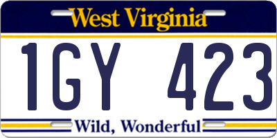 WV license plate 1GY423