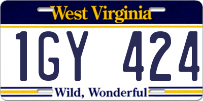 WV license plate 1GY424