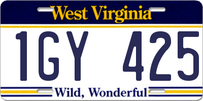 WV license plate 1GY425
