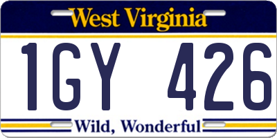 WV license plate 1GY426