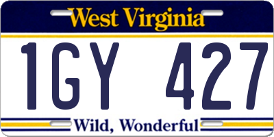 WV license plate 1GY427