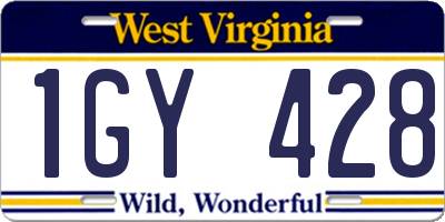 WV license plate 1GY428