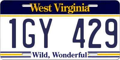 WV license plate 1GY429