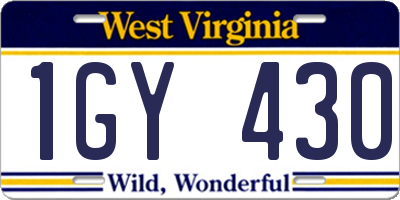 WV license plate 1GY430