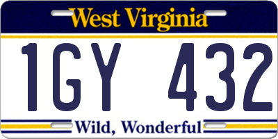 WV license plate 1GY432