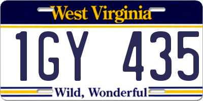 WV license plate 1GY435