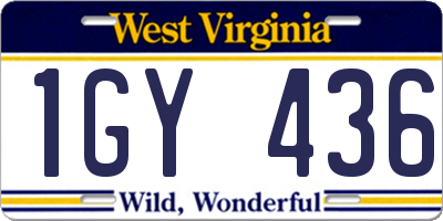 WV license plate 1GY436