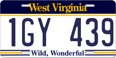 WV license plate 1GY439