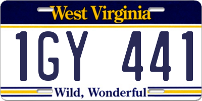 WV license plate 1GY441