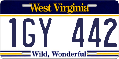 WV license plate 1GY442
