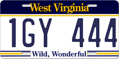 WV license plate 1GY444