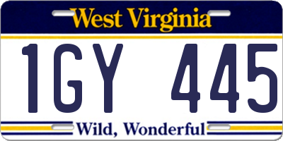 WV license plate 1GY445