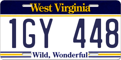 WV license plate 1GY448