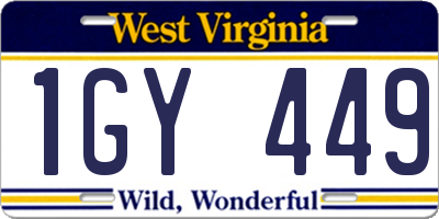WV license plate 1GY449