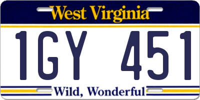 WV license plate 1GY451