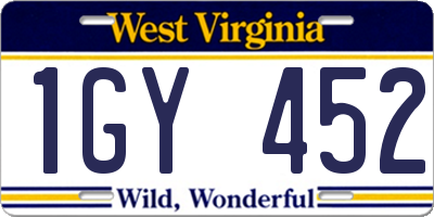 WV license plate 1GY452