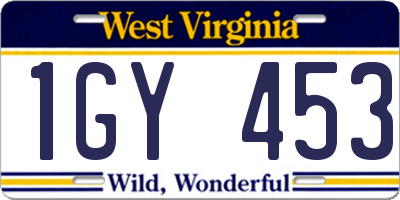 WV license plate 1GY453