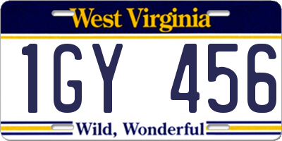 WV license plate 1GY456