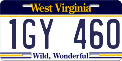 WV license plate 1GY460