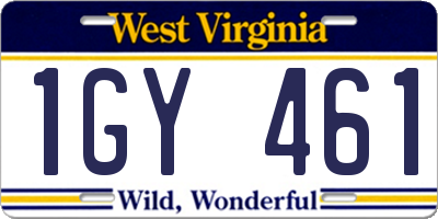 WV license plate 1GY461