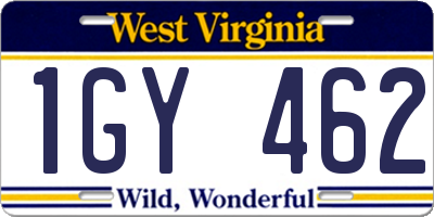 WV license plate 1GY462