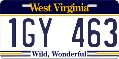 WV license plate 1GY463