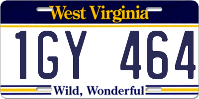 WV license plate 1GY464