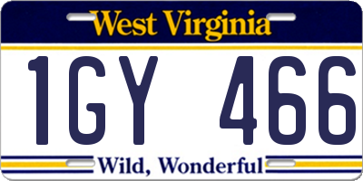 WV license plate 1GY466