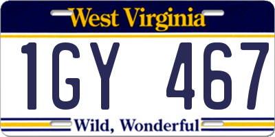 WV license plate 1GY467