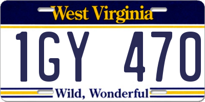 WV license plate 1GY470