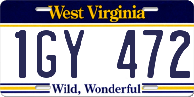 WV license plate 1GY472