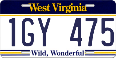 WV license plate 1GY475