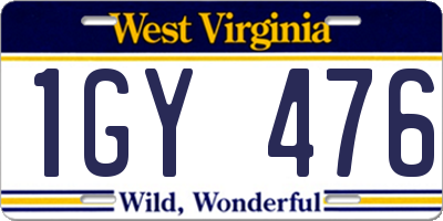 WV license plate 1GY476