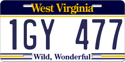 WV license plate 1GY477