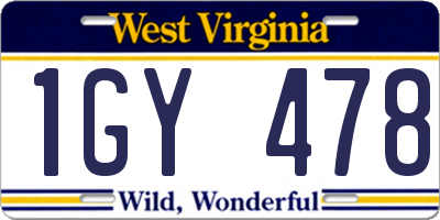 WV license plate 1GY478