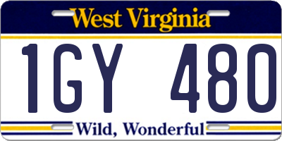 WV license plate 1GY480