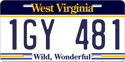 WV license plate 1GY481