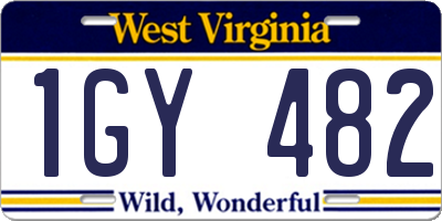 WV license plate 1GY482