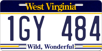 WV license plate 1GY484
