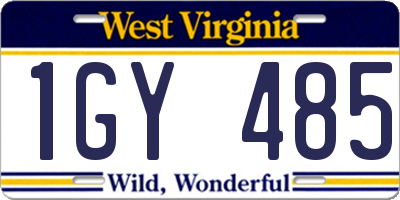WV license plate 1GY485