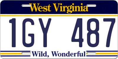 WV license plate 1GY487