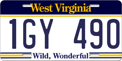 WV license plate 1GY490
